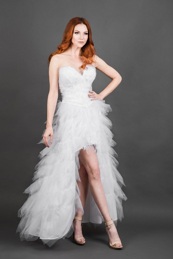 white feather corset