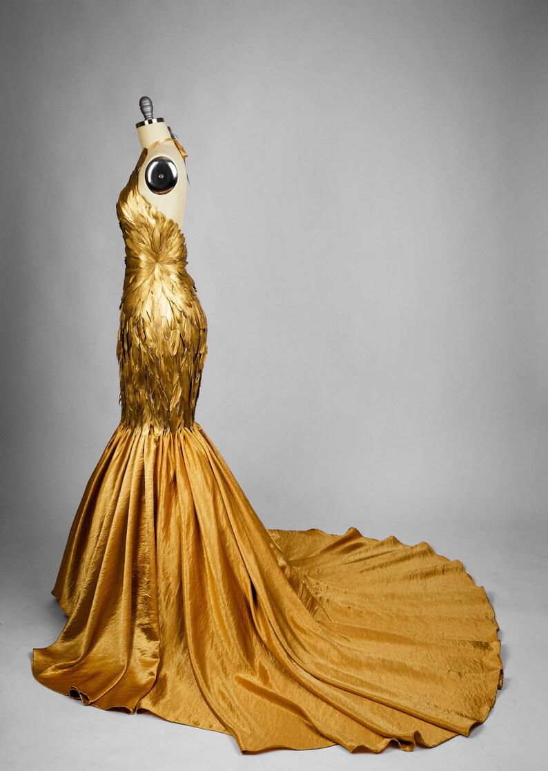 feathers gown