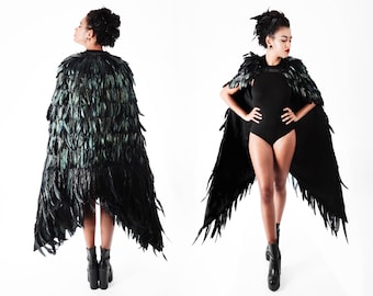 Black Swan Feather Wings Cape