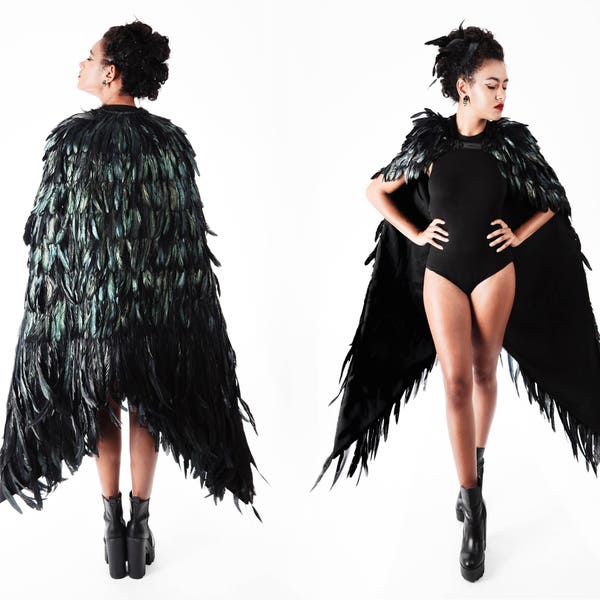 Black Swan Feather Wings Cape