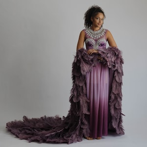 Amethyst Purple Ostrich Feather Cape