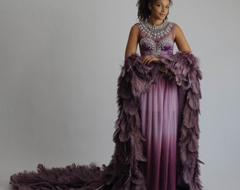 Amethyst Purple Ostrich Feather Cape