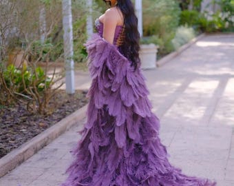 Amethyst Purple Ostrich Feather Cape