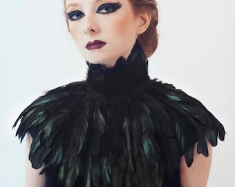 Black Swan Iridescent Feather Couture Mini Capelet