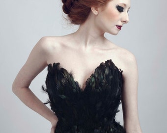 Black Swan Ballerina Feather Couture Corset Top