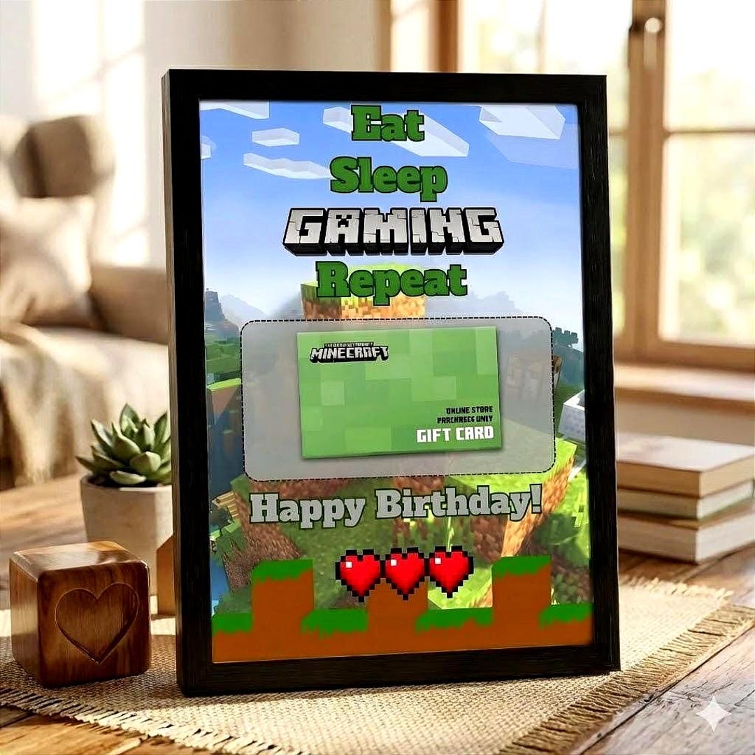 Minecraft Gift Card Poster – Eat Sleep Gaming Repeat | Minecrafter ...