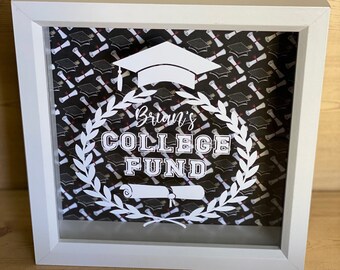 College Fund Bank, Customizable, Personalized, Shadow Box, Tuition, School, Graduation, Savings, Birthday