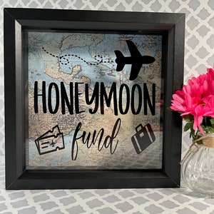 Honeymoon Fund Bank, Customized, Travel, Shadow Box, Memories, Personalized, Wedding, Birthday, Shower, Vacation