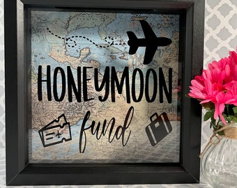 Honeymoon Fund Bank, Customized, Travel, Shadow Box, Memories, Personalized, Wedding, Birthday, Shower, Vacation