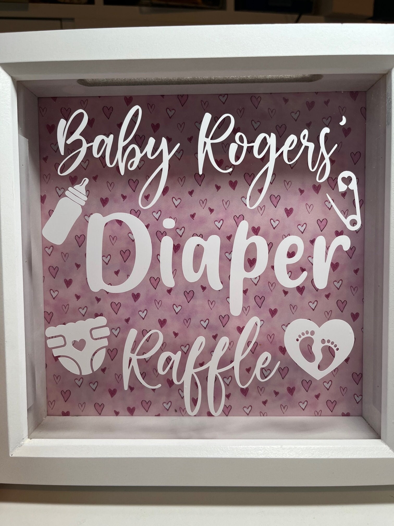 Diaper Raffle Collection Box Diaper Raffle Box, Baby, Shower, Pregnancy, Maternity, Adoption, Shadow ...