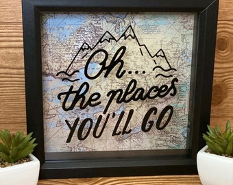 Oh The Places You'll Go Vacation Fund Bank, Savings, Memories, Shadow Box, Personalize, Travel, Birthday, Wedding, Honeymoon, Anniversary