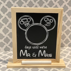Disney Inspired Wedding Countdown Mickey & Minnie Chalkboard, Bride, Groom, Birthday, Gift, Personalize, Marriage