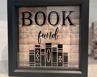 Book Fund Bank, Reading, Memories, Shadow Box, Birthday, Wedding, Honeymoon, Anniversary, Shower, Personalize, Gift