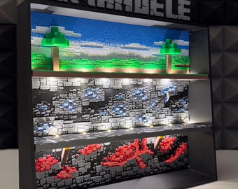 Präsentationsbox für Minecraft Kinder Joy Figuren, personalisierbarer Text mit Ihrem Namen, optional mit LED-Beleuchtung