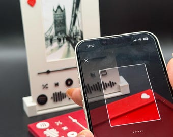 Personalized Spotify Photo Frame – Frame with Song and Spotify Code – Handmade Romantic Gift, Various Colors Available