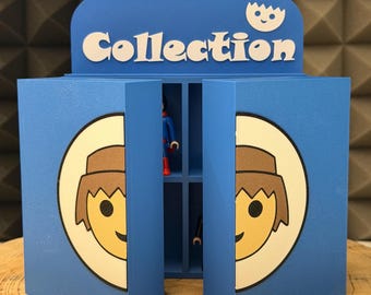 Display box for Playmobil Kinder Joy figures. Customizable color and writing.