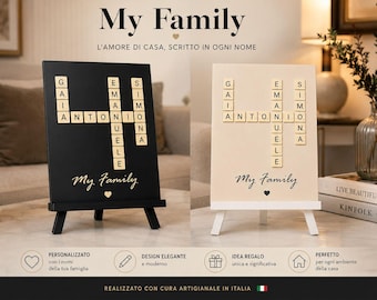 Personalized My Family Picture – Handcrafted Decoration with Family Names – Elegant Handmade Gift