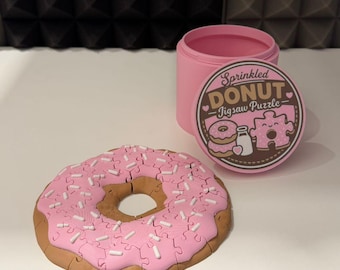 Pink Donut Puzzle – Handcrafted Decorative Game – Original Handmade Gift