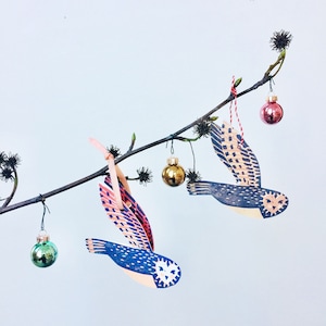 Afdrukbaar uilornament kerstknutsels