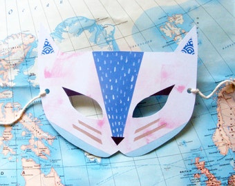 Printable Cat Paper Mask, Gift, Home Decor, Woodland Forest Party or Wedding Favor