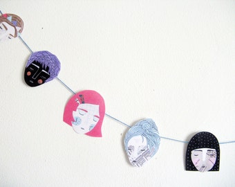 Printable Faces Garland - DIY craft wall decor