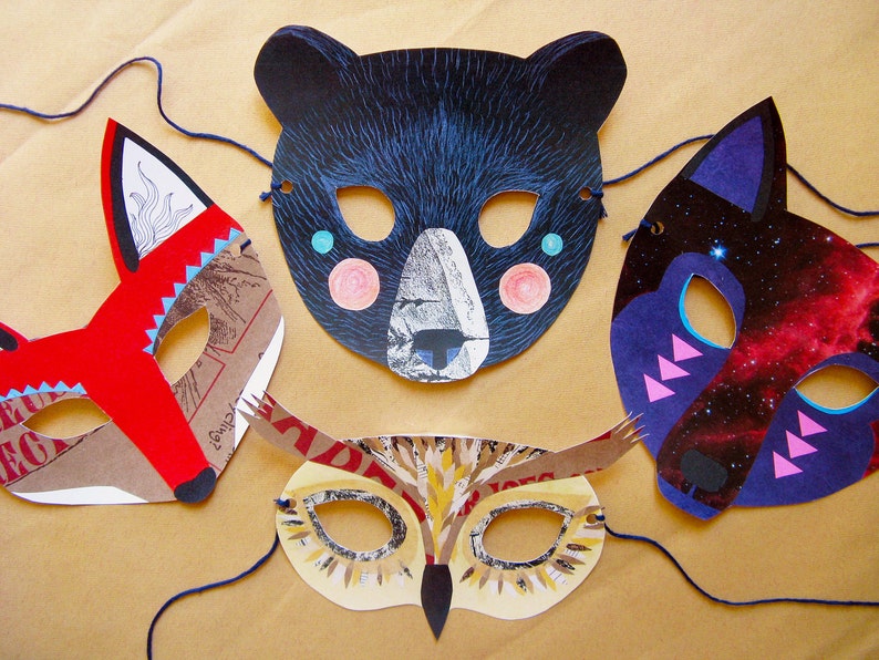 Printable Black Bear Paper Mask, Gift, Home Decor, Woodland Forest Party or Wedding Favor image 3