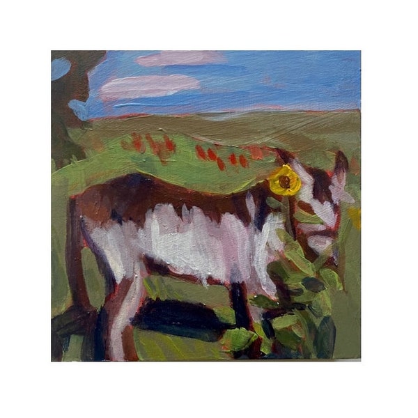 Donkey Burro Small Acrylic Painting  4x4x1.5 on Wood Deep Edge for Shelf or Mantel Display Wall Art New Mexico Animal Lover Unique Gift