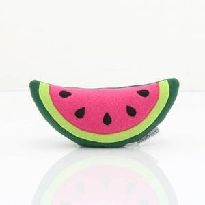 Handmade Watermelon Plushie: Fleece Food Toy, Whimsical Gift