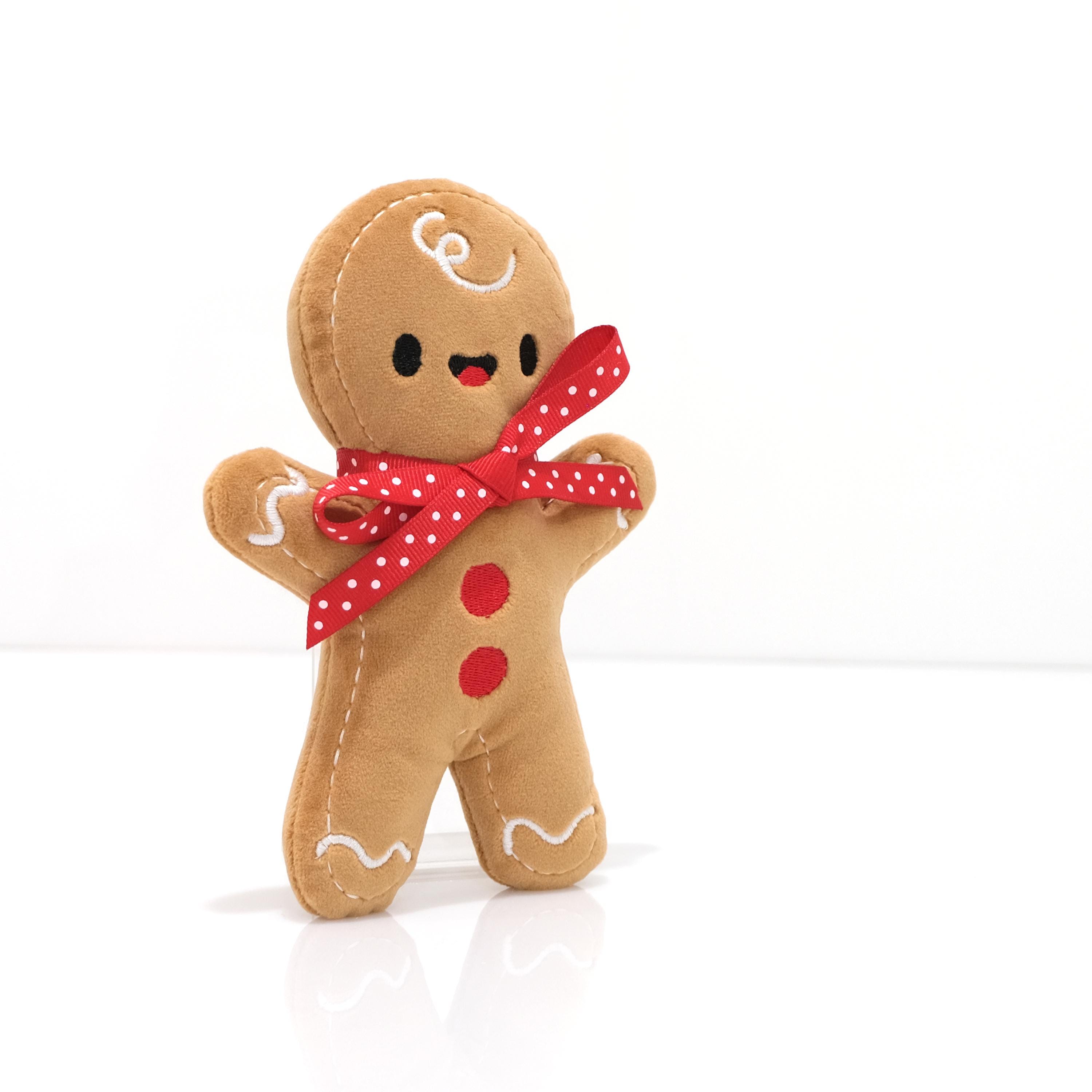ジンジャーブレッドマンのぬいぐるみ（レッドリボン） - クリスマスの