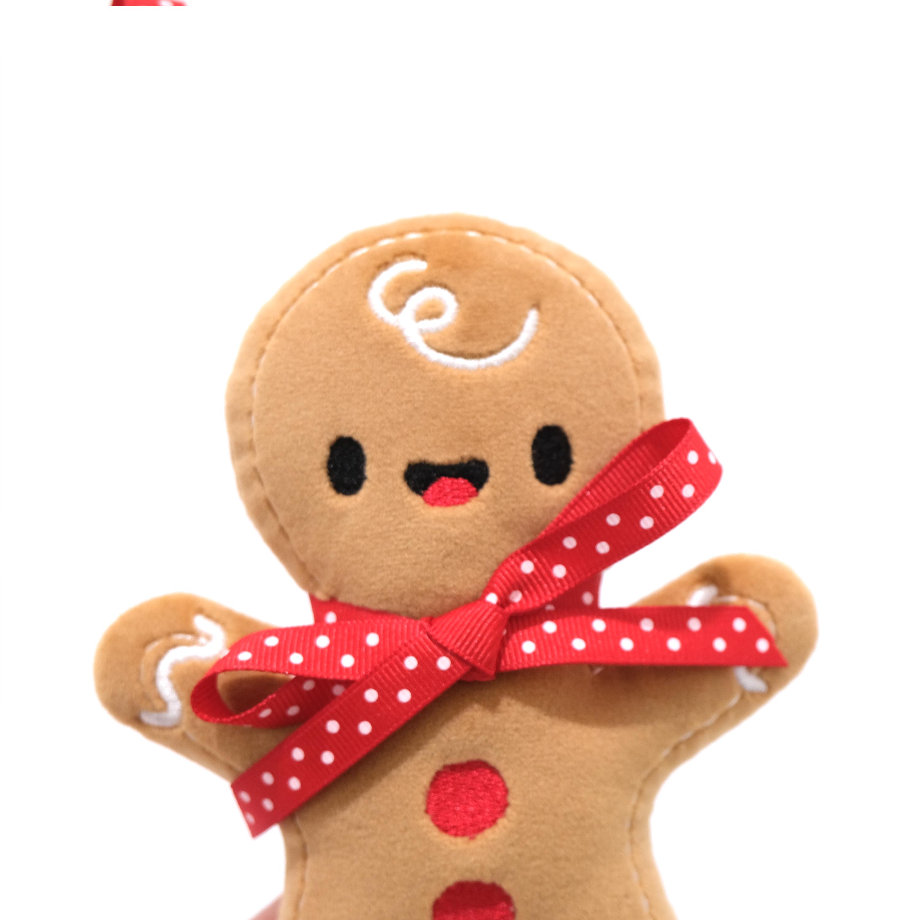 ジンジャーブレッドマンのぬいぐるみ（レッドリボン） - クリスマスの