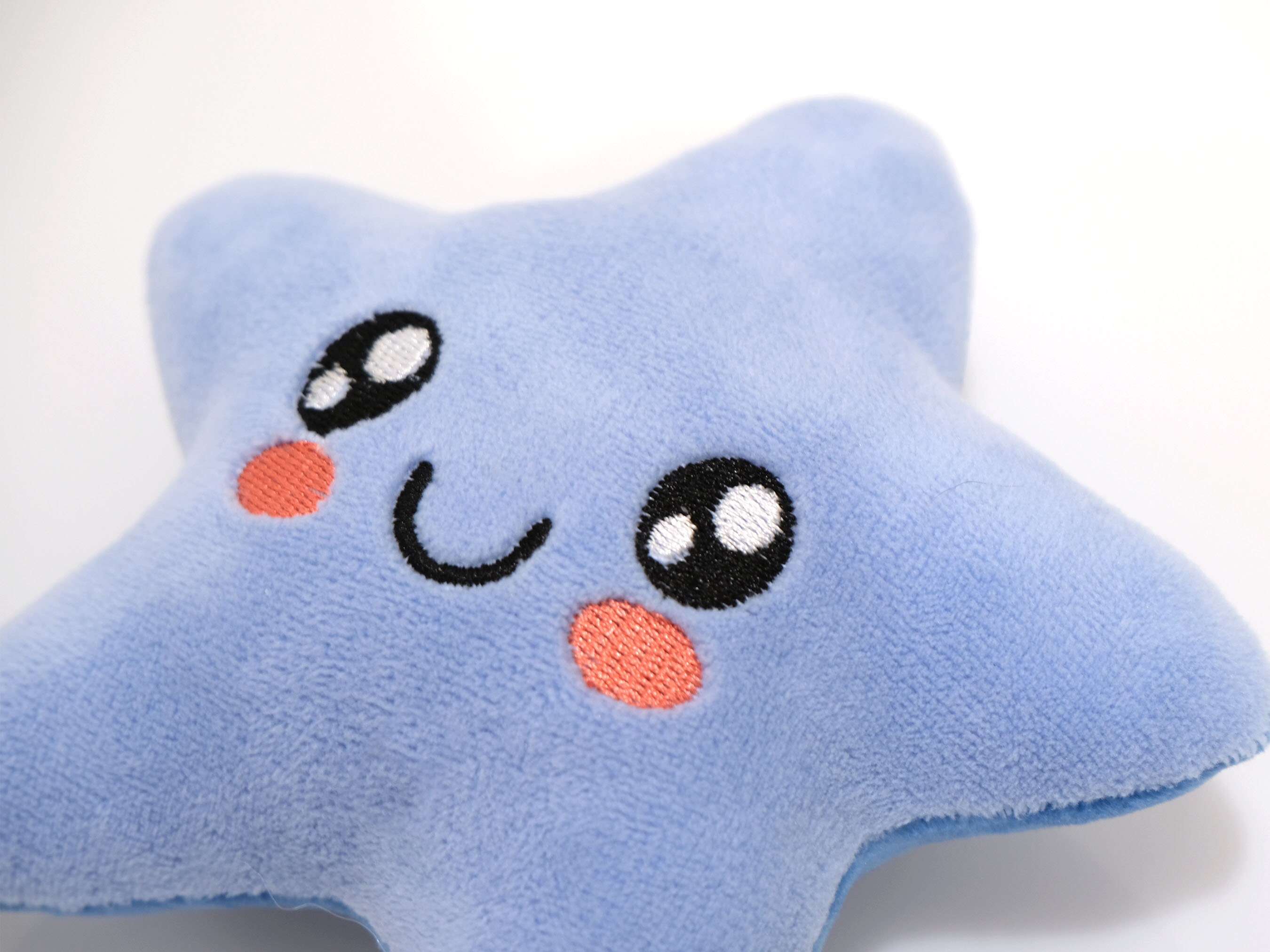 リバーシブルブルースターぬいぐるみ：手作りのきしむガラガラ