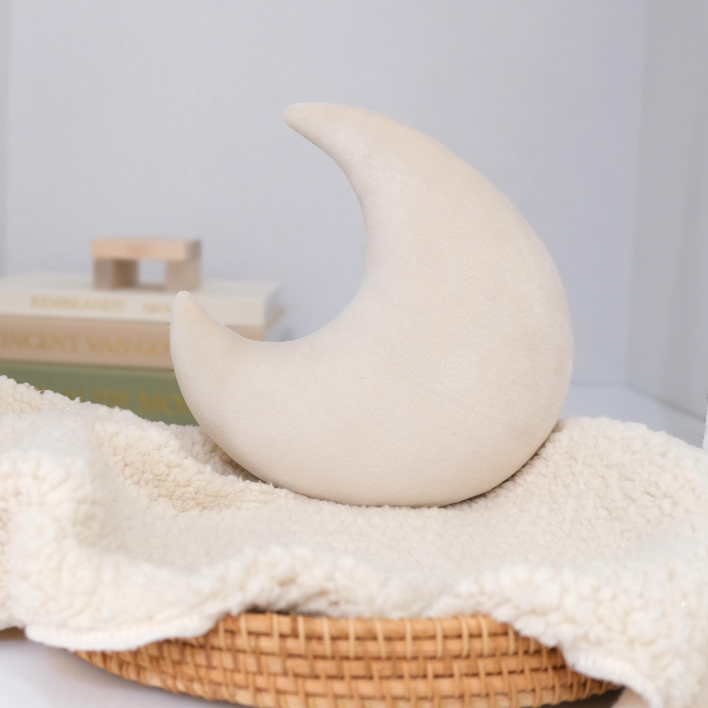 Moon Plush Prototype A – Handmade Moon Plushie, Soft Moon Toy