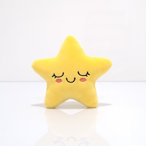Handmade Sleepy Star Plush: Kawaii Mochi Minky Stuffed Toy