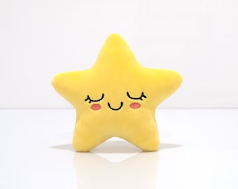 Handmade Sleepy Star Plush: Kawaii Mochi Minky Stuffed Toy