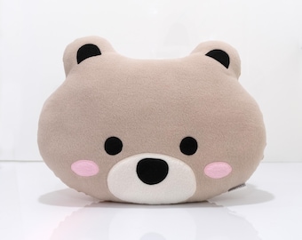 Bear Head Pillow - Handmade Cute Kids Animal Pillow - Bear Children's Room Decor - Woodland Theme