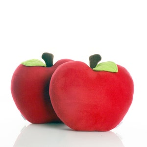 Red Apple Pillow Set (2 Whole Apples - Both Sides Red)
