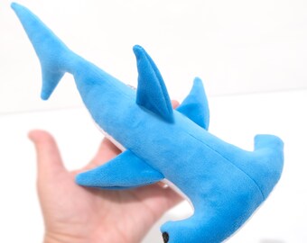 Hammerhead Shark Plush - Handmade Shark Plushie, Soft Stuffed Animal Toy