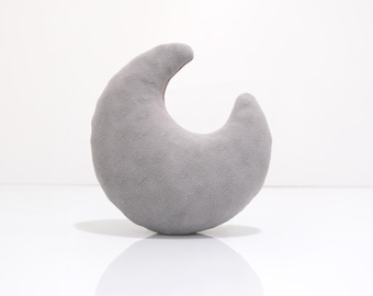 Gray Moon Plush: Handmade Minky Dot Rattle Toy - 7.5"