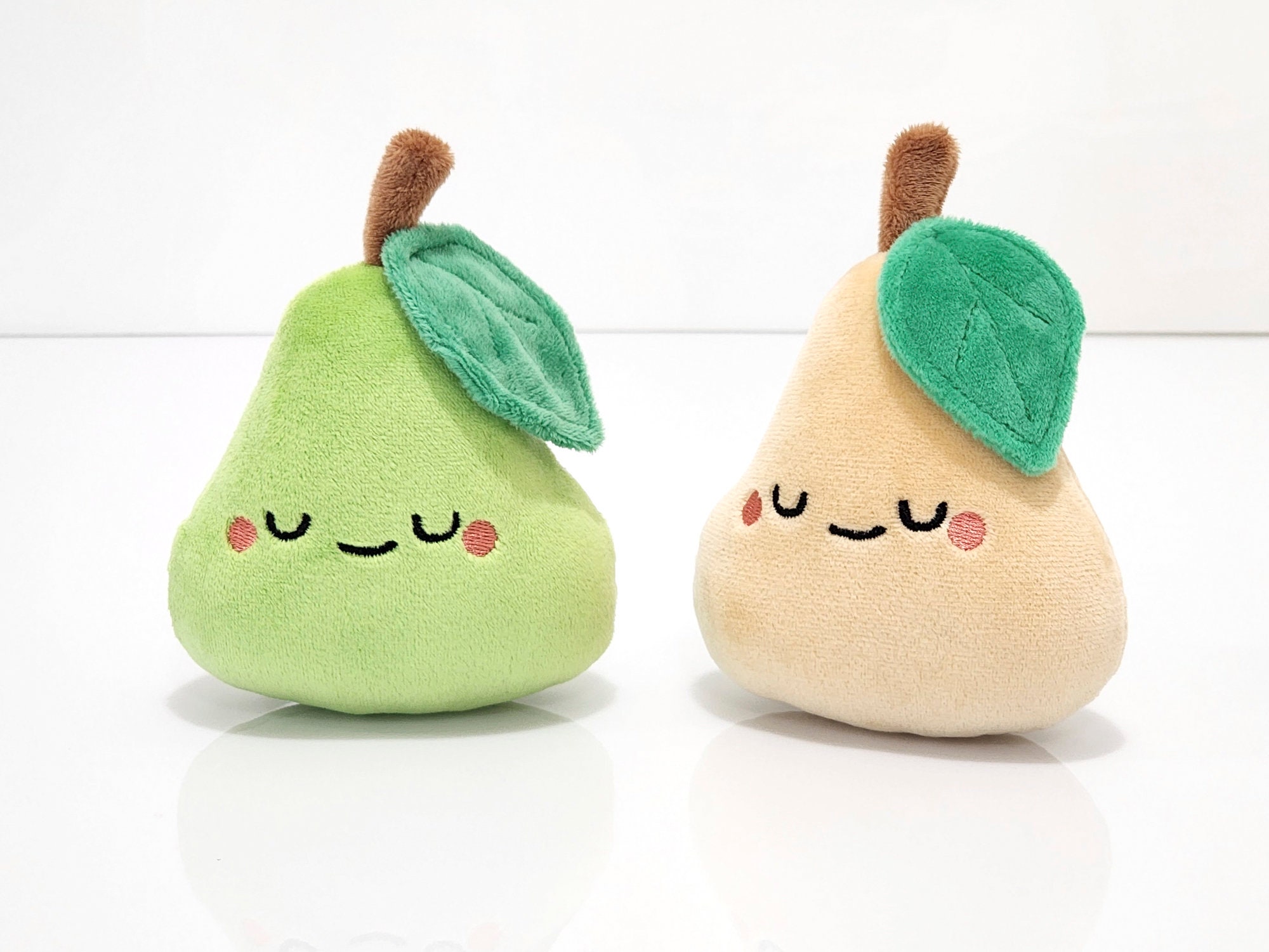 Pear Plush Set: Handmade Kawaii Minky Fruit Plushies - Etsy