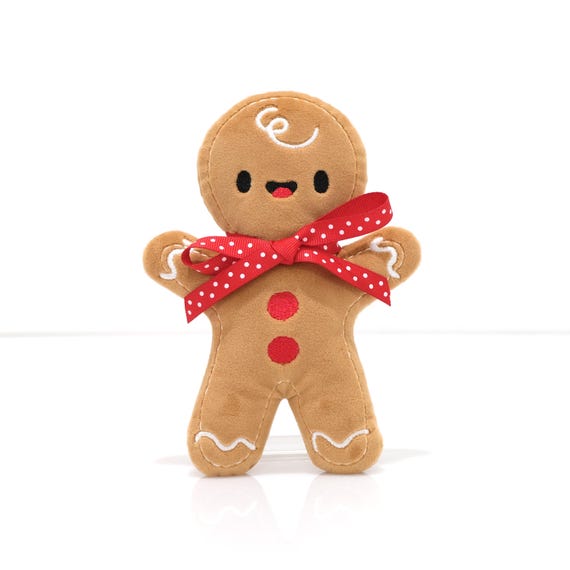 ジンジャーブレッドマンのぬいぐるみ（レッドリボン） - クリスマスの
