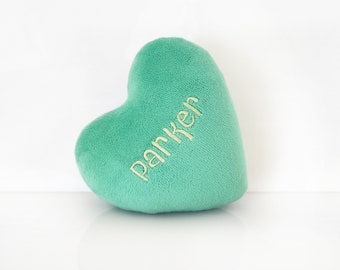 Personalized Baby Plush Toy Custom Embroidery Plush Heart Baby Personalized Rattle Baby Embroidered Plush Custom Baby Plush Embroidery