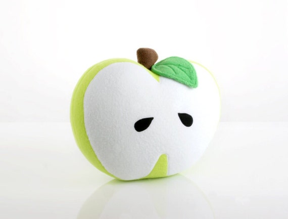 Apple Pillow (Forest / Neon Green) - Nursery Decor - Kid Pillow
