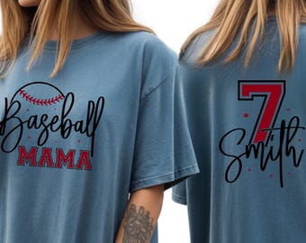 Personalized Baseball Mama Shirt, Custom Name and Number Baseball Tee, Game Day Mama Sweater, Baseball Gift for Mom