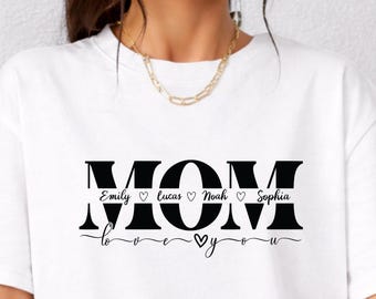 Custom Mom Shirt with Kids Names, Personalized Mom with Kids T-Shirt, Mother's Day Gift