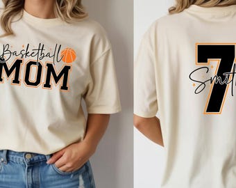 Basketball Mom Custom Name and Number Shirt, Game Day Basketball Mom Sweatshirt, Sports Mom Tee, Basketball Mom Gift