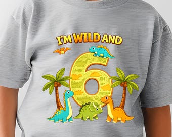 Personalized Dinosaur Birthday Shirt, Custom Kids Age Birthday T-Shirt, Cute Dinosaur Party Outfit for Kids