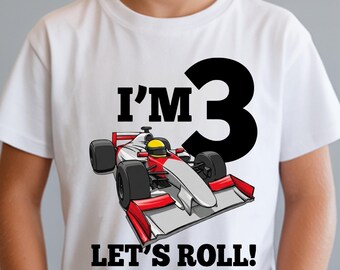 Custom Age Race Car Birthday Shirt, Personalized Racing Theme Kids Birthday T-Shirt, Birthday Boy Gift