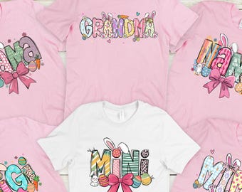 Matching Easter Family Shirts, Mama Mimi Gigi Nana Grandma Dada Shirt, Bunny Easter Outfit, Cute Spring Family Tee