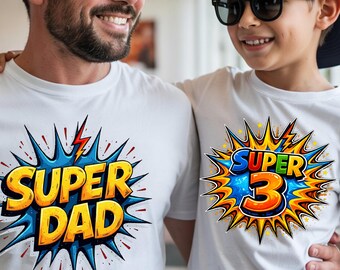 Custom Super Hero Birthday Shirt, Super Family Matching Shirts, Custom Name Age Comic Tee, Kids Birthday Outfit, Super Dad Mom Gift