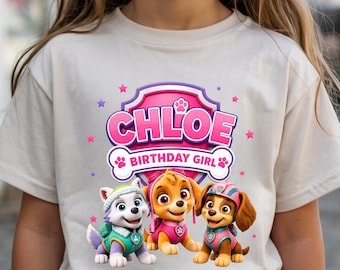 Custom Birthday Girl Shirt, Pink Puppy Birthday T-Shirt, Girls Birthday Outfit